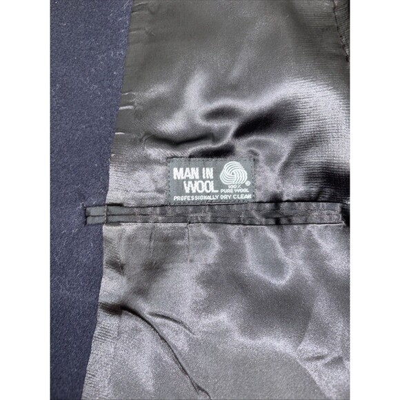 Vintage “Man In Wool” Pure Wool Deep Navy Blue Topcoat XL  46x42 - Picture 4 of 8